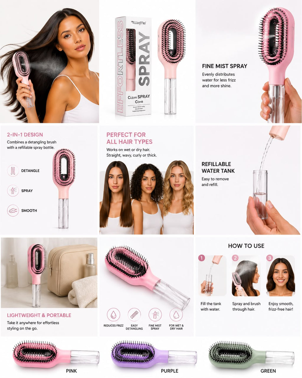 HydraBrush™️ 2-in-1 Hair Mist Comb