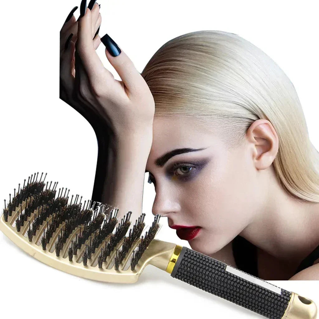 Hair Brush Scalp Massage Comb Hairbrush Boar Bristle Nylon Women Wet Curly Detangle Hair Brush Salon Hairdressing Styling Tool